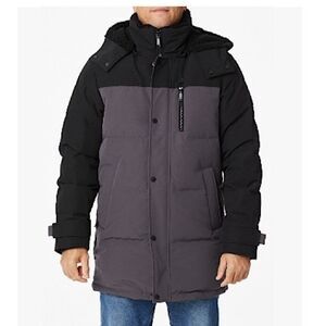 New Vince Camuto Men's Color Block Long Winter Parka Jacket Coat  black/grey M